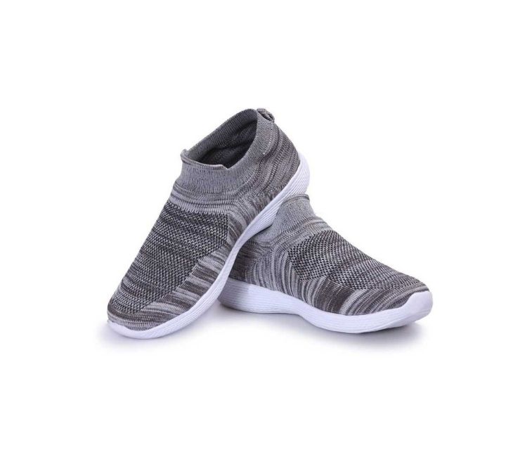 Grey Slip On Running Socks Shoes For Men – CyberKart
